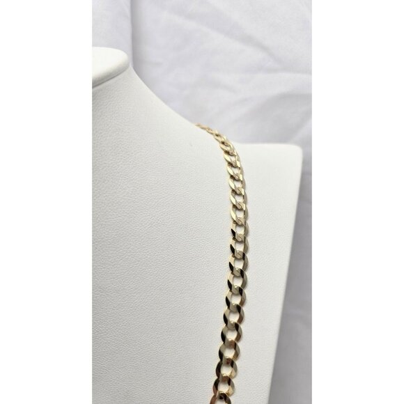 Unique 10K Karat Solid Yellow Gold Flat Curb Link Chain Necklace - 22.50" Length - Picture 9 of 15